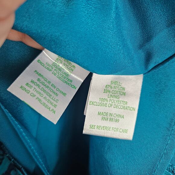 Lilly Pulitzer Georgi Lace Puff Sleeve Dress 4 Valencia Teal Blue Mini Sheath - Picture 11 of 12